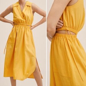 Mango MNG cut out linen blend dress